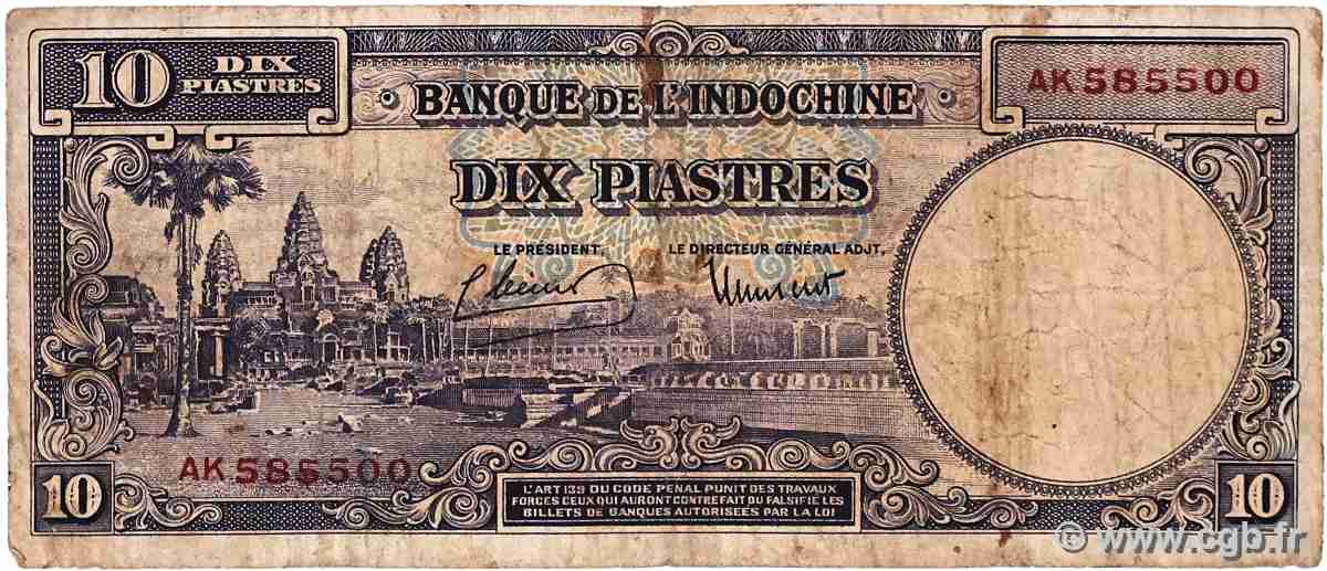 10 Piastres FRENCH INDOCHINA 1946 P.080 VG