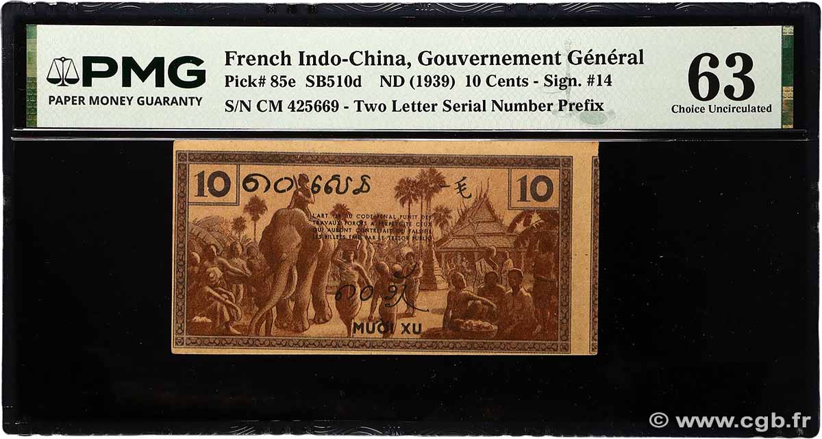 10 Cents FRANZÖSISCHE-INDOCHINA 1939 P.085e fST+