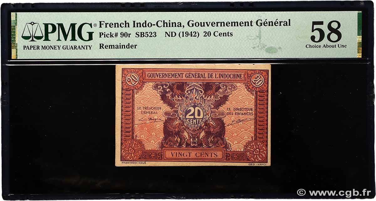 20 Cents Non émis FRANZÖSISCHE-INDOCHINA 1942 P.090r fST