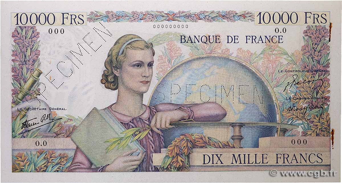 10000 Francs GÉNIE FRANÇAIS Spécimen FRANCIA 1945 F.50.01Sp EBC+