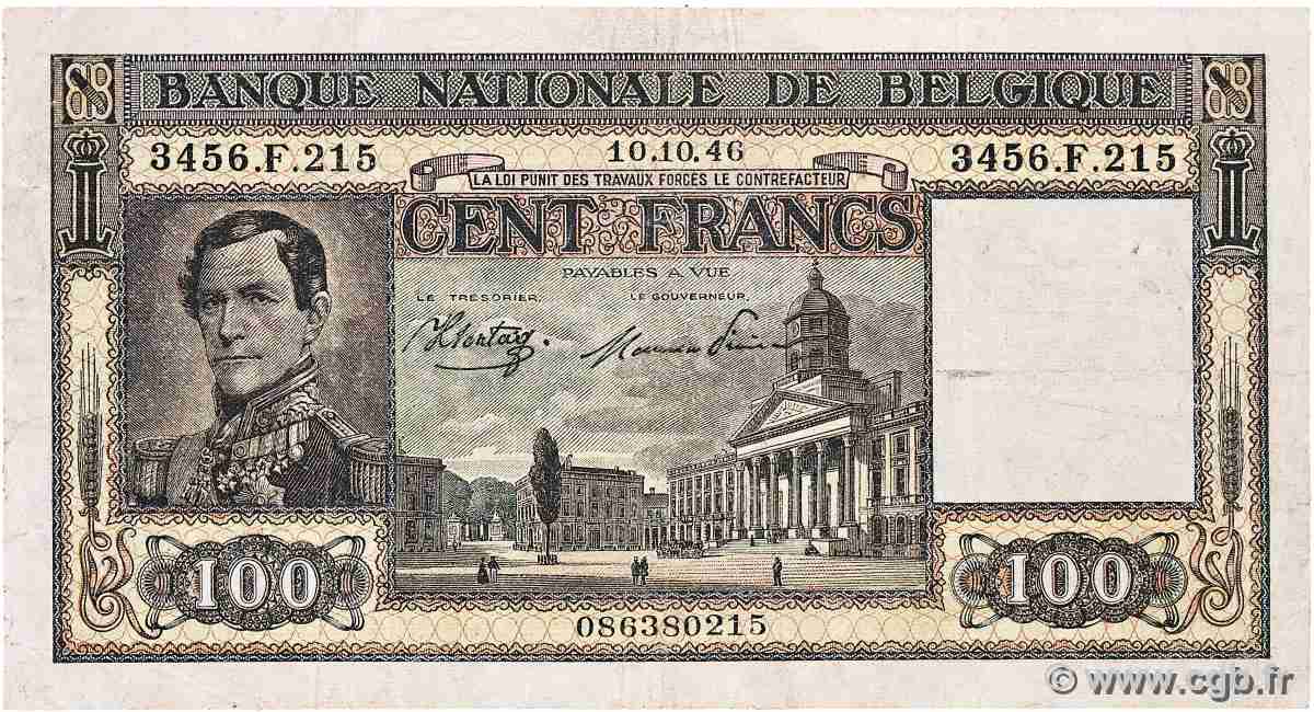 100 Francs BELGIUM 1946 P.126 F