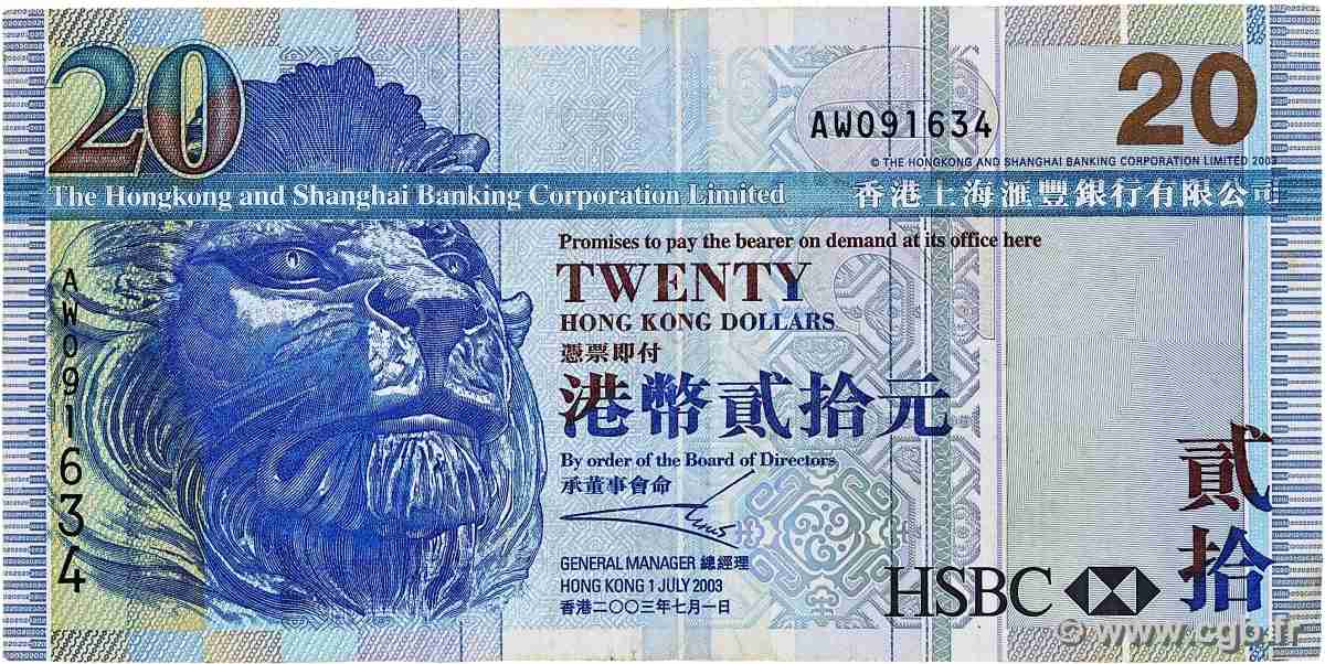 20 Dollars HONG KONG 2003 P.207a TB+