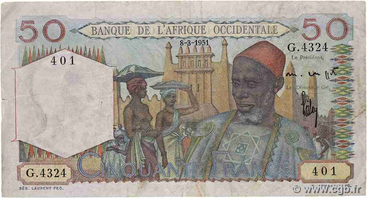 50 Francs FRENCH WEST AFRICA 1951 P.39 S