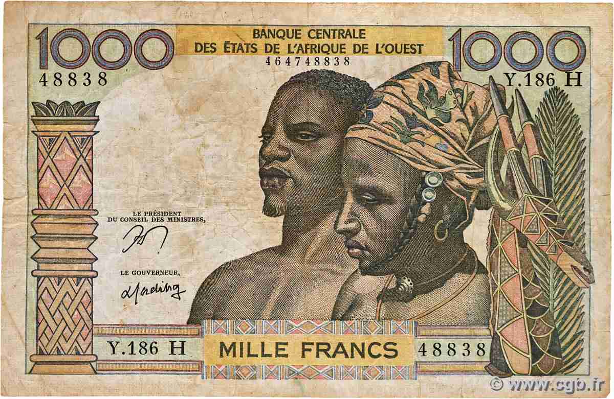 1000 Francs ÉTATS DE L AFRIQUE DE L OUEST 1977 P.603Hn B+