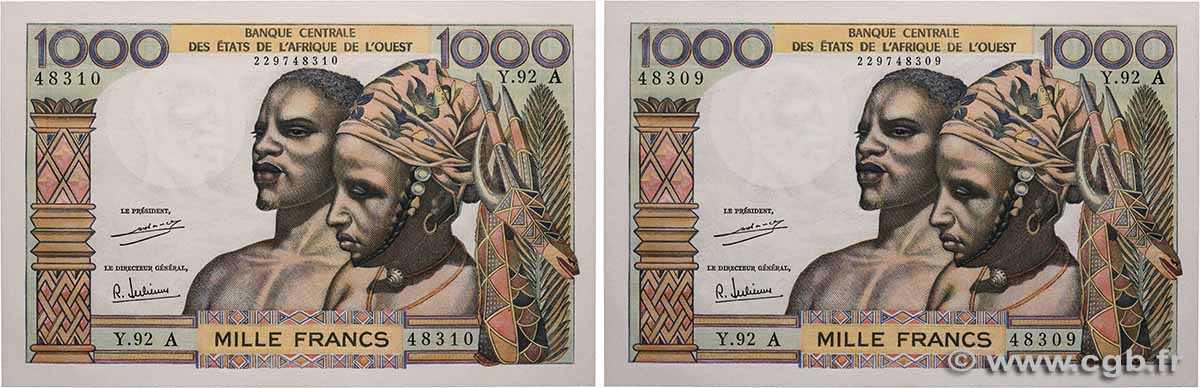 1000 Francs Consécutifs WEST AFRIKANISCHE STAATEN 1971 P.103Ah fST+