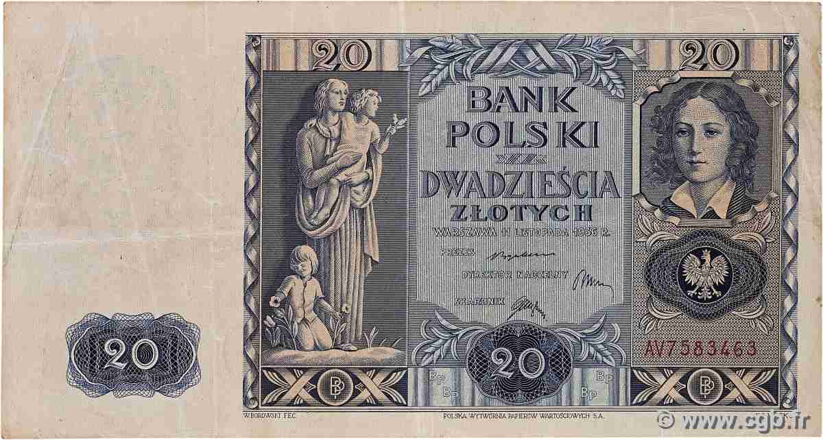 20 Zlotych POLAND 1936 P.077 F+