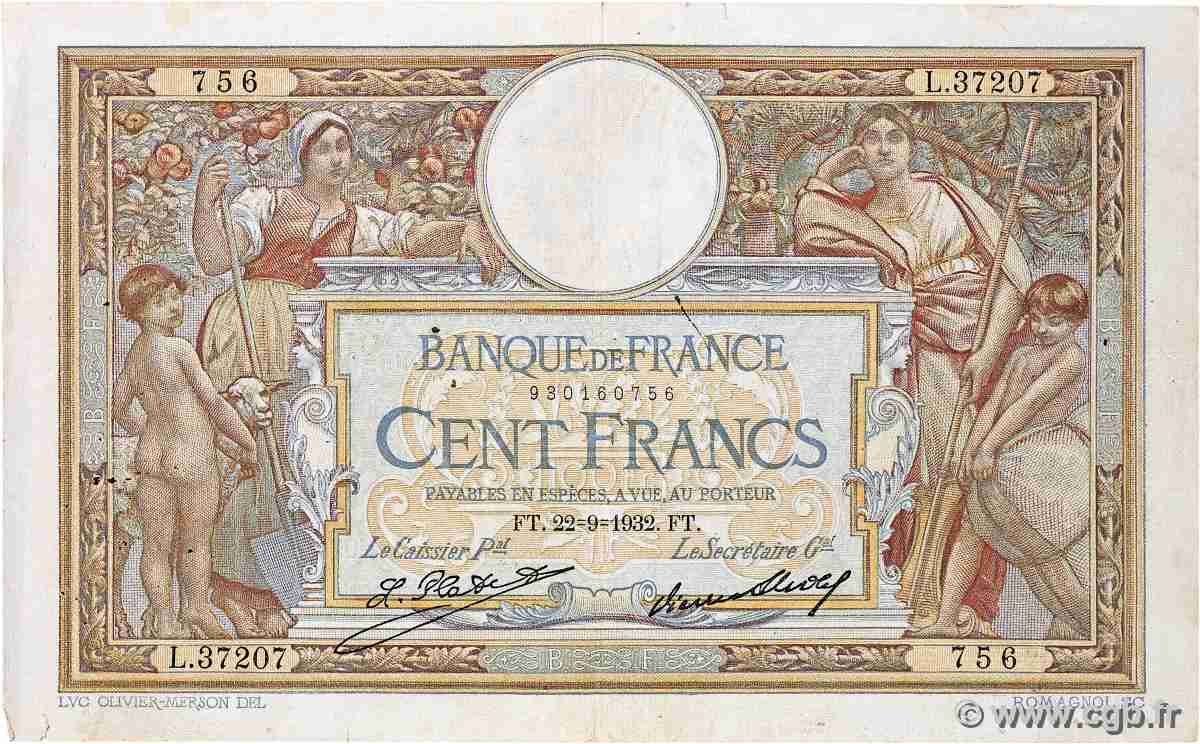 100 Francs LUC OLIVIER MERSON grands cartouches FRANCE 1932 F.24.11 F