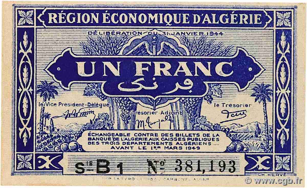 1 Franc ALGERIA 1944 P.098a UNC-