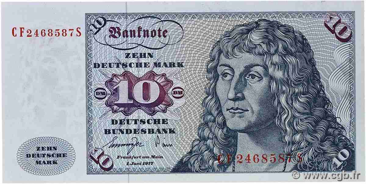 10 Deutsche Mark GERMAN FEDERAL REPUBLIC 1977 P.31b AU-