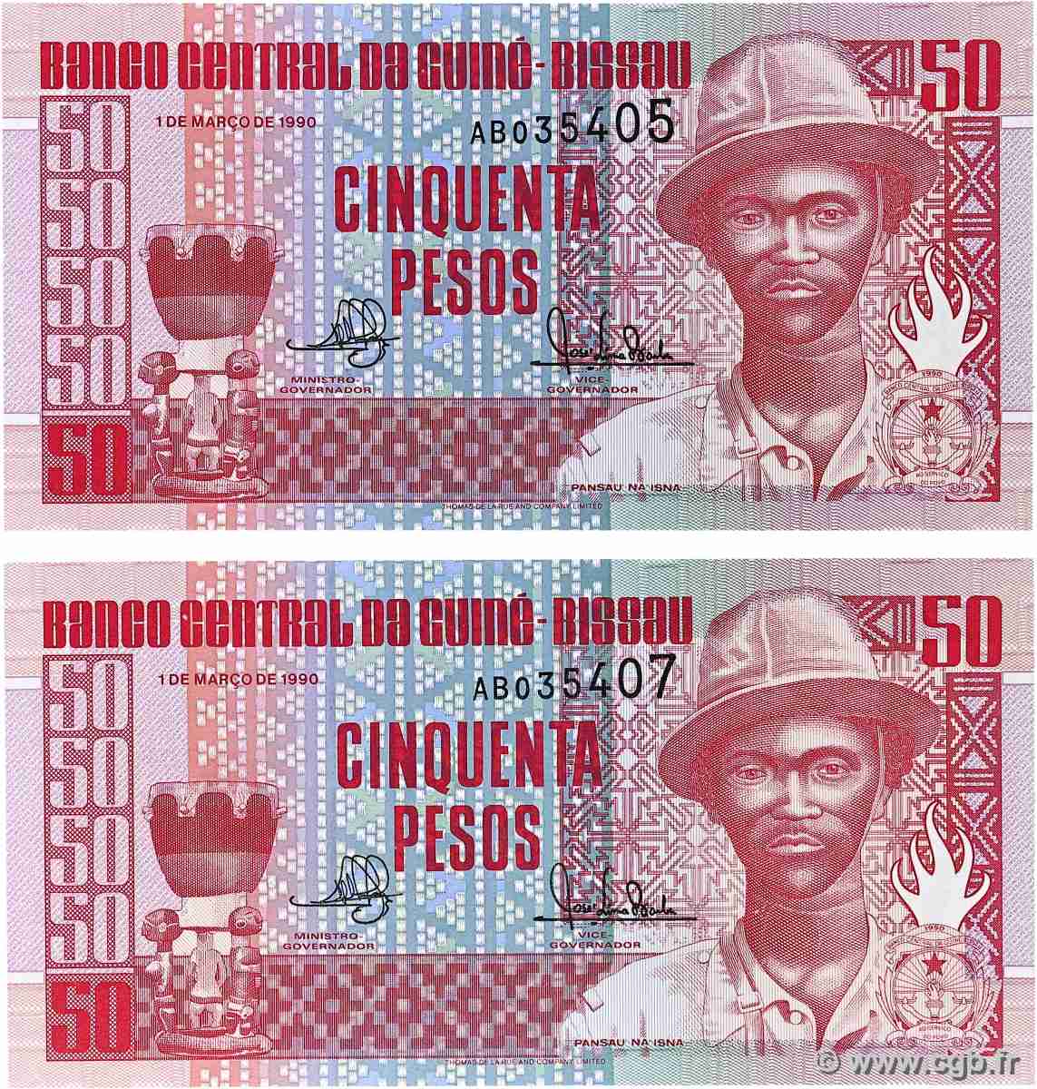 50 Pesos Lot GUINEA-BISSAU 1990 P.10 UNC
