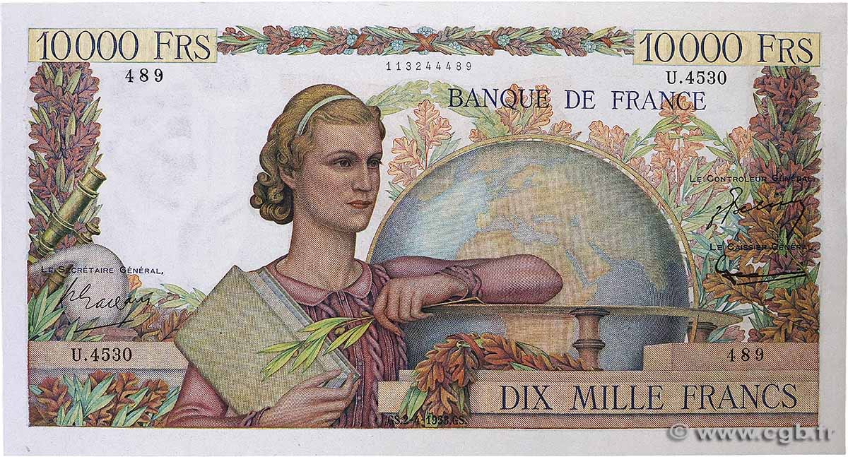 10000 Francs GÉNIE FRANÇAIS FRANCE 1953 F.50.64 SPL