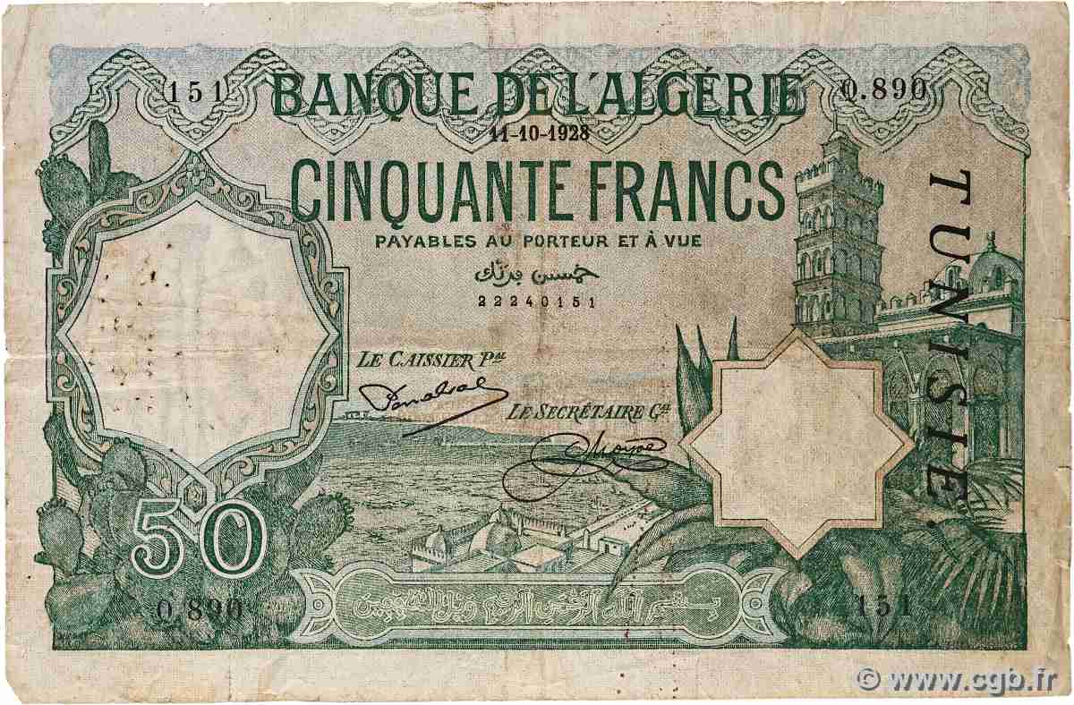 50 Francs TUNISIE 1928 P.09 B+