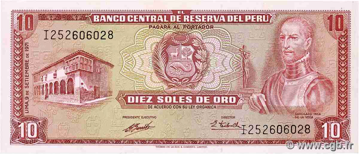 10 Soles de Oro PERU 1971 P.100b XF+
