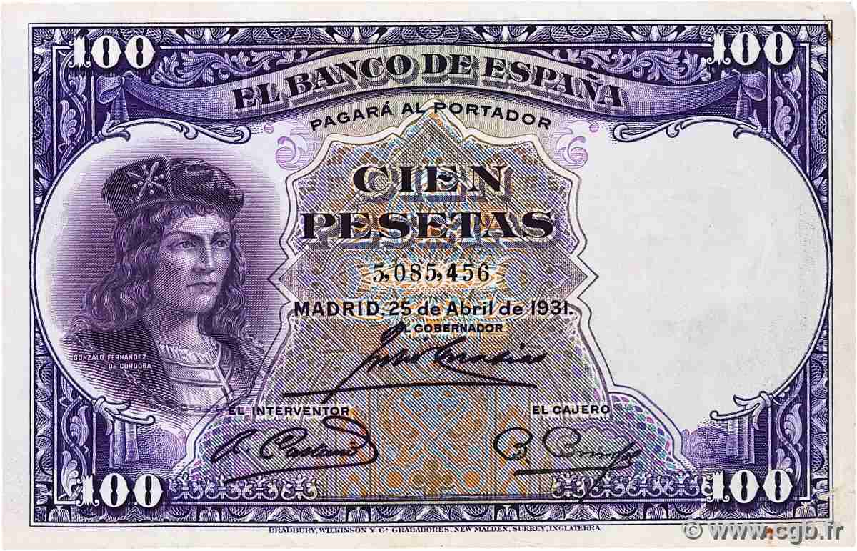 100 Pesetas SPAIN 1931 P.083 VF+