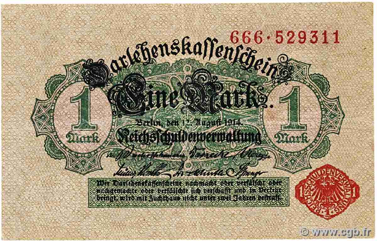 1 Mark GERMANY 1914 P.051 VF+