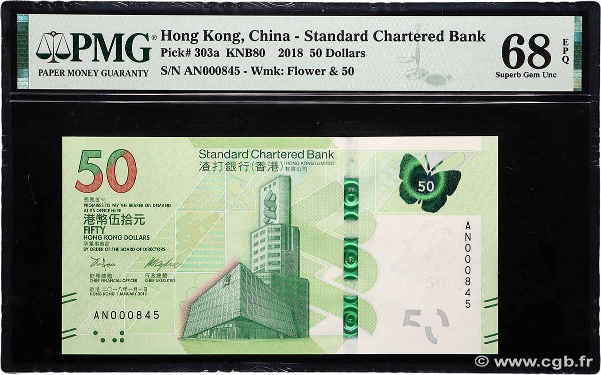 50 Dollars Petit numéro HONG KONG 2018 P.303a UNC