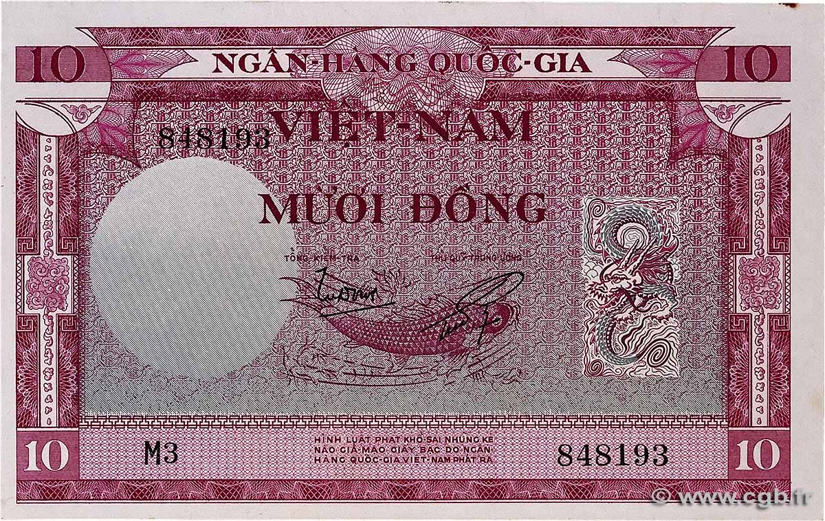 10 Dong VIET NAM SUD 1955 P.03a SPL