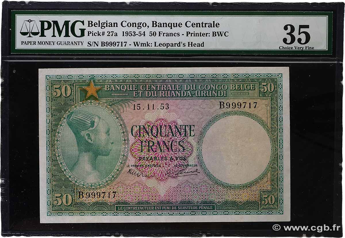 50 Francs CONGO BELGE 1953 P.27a TTB+