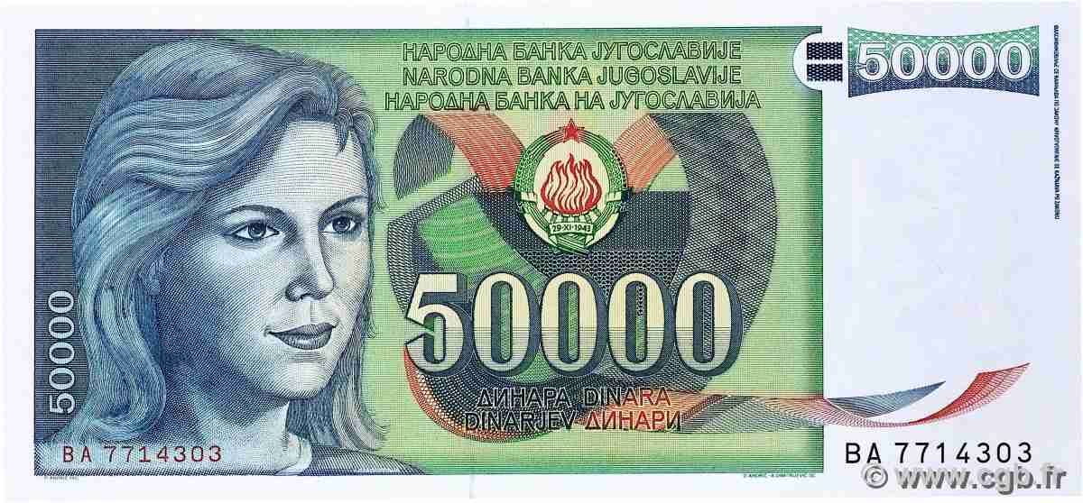 50000 Dinara YOUGOSLAVIE 1988 P.096 pr.NEUF