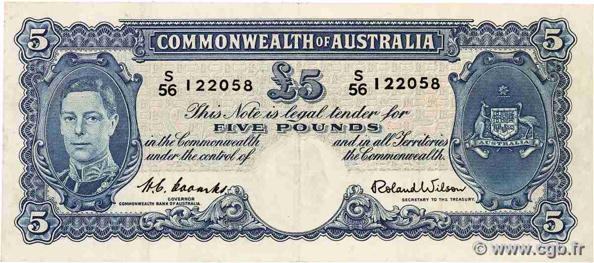 5 Pounds AUSTRALIE 1952 P.27d TTB
