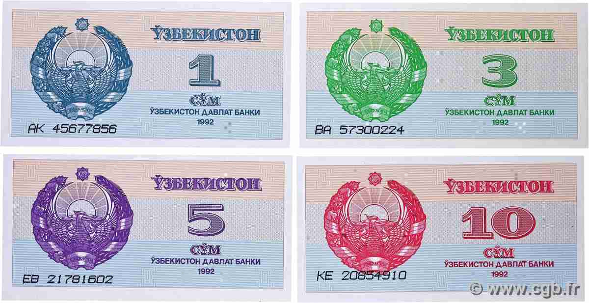1 à 10 Sum Lot UZBEKISTáN 1992 P.61a au P.64a SC+