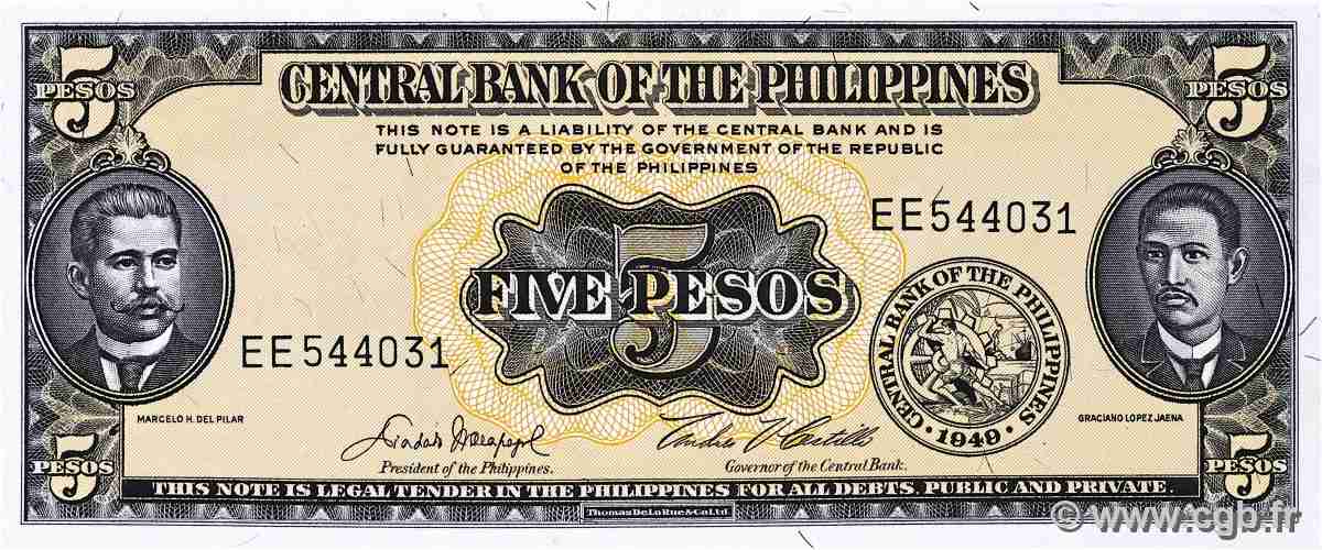 5 Pesos PHILIPPINES 1949 P.135e pr.NEUF