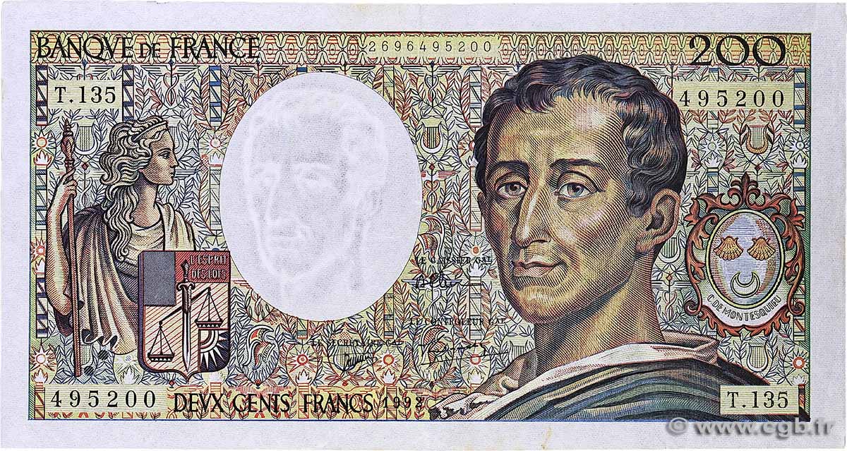 200 Francs MONTESQUIEU FRANCE 1992 F.70.12c TTB+