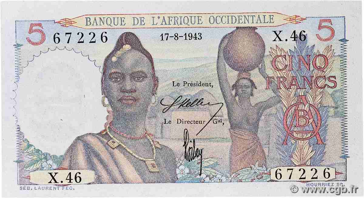 5 Francs FRENCH WEST AFRICA (1895-1958) 1943 P.36 AU