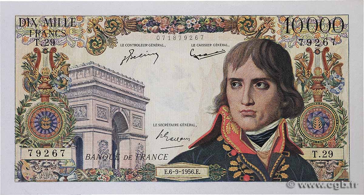 10000 Francs BONAPARTE FRANCE 1956 F.51.04 AU-