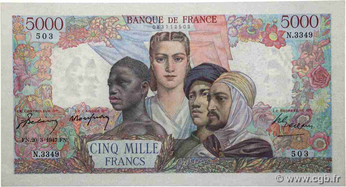 5000 Francs EMPIRE FRANÇAIS FRANKREICH 1947 F.47.59 fST