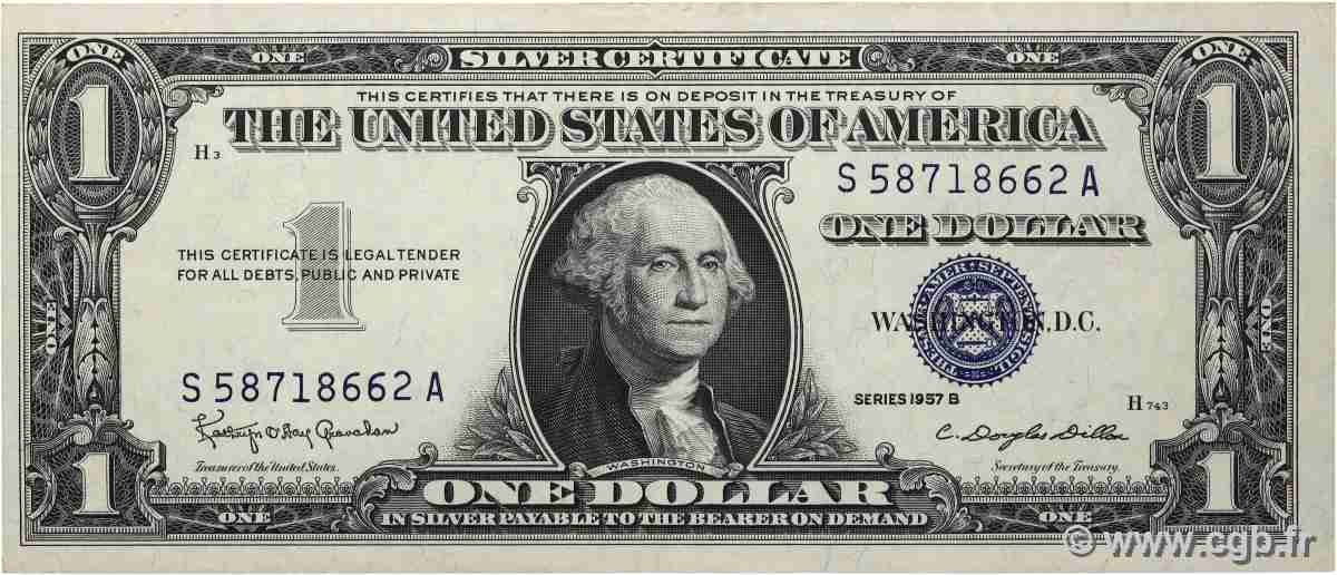 1 Dollar VEREINIGTE STAATEN VON AMERIKA 1957 P.419b fVZ