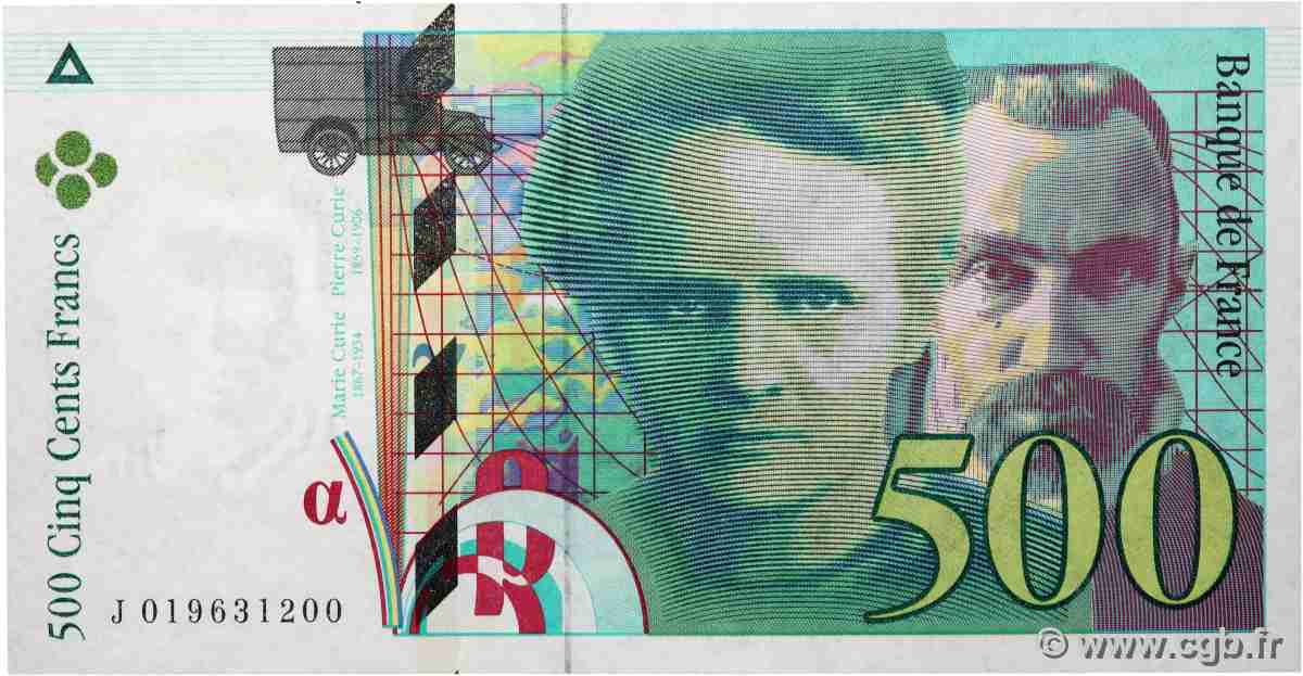 500 Francs PIERRE ET MARIE CURIE Symbole décalé Fauté FRANKREICH 1994 F.76F1.01 fST+