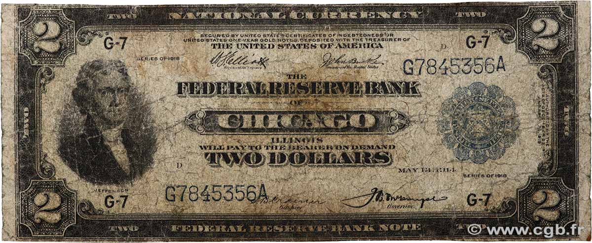 2 Dollars VEREINIGTE STAATEN VON AMERIKA Chicago 1918 P.372G GE