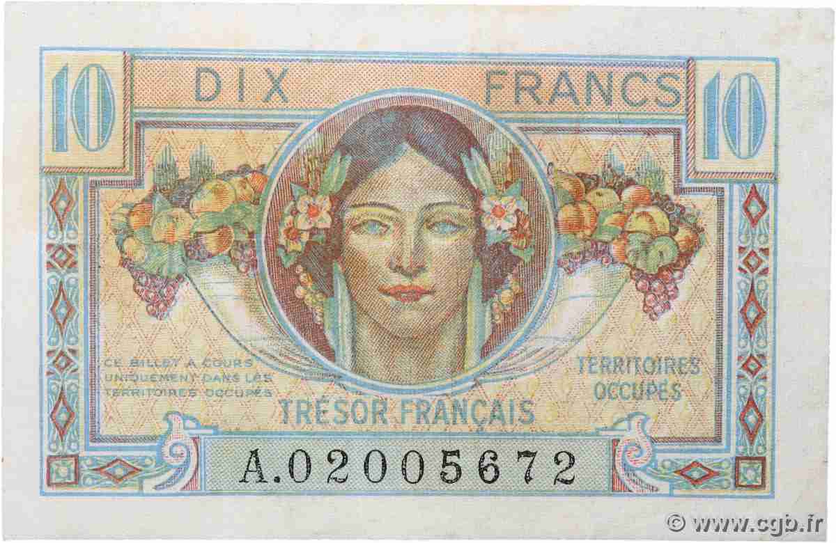 10 Francs TRÉSOR FRANÇAIS FRANKREICH 1947 VF.30.01 fVZ