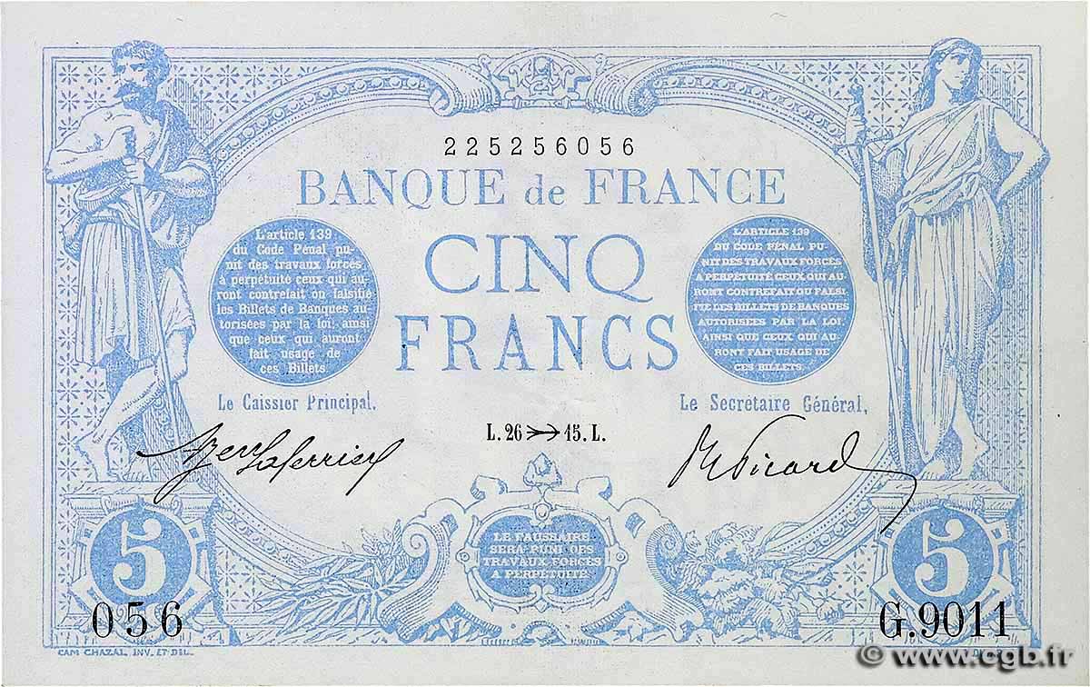 5 Francs BLEU FRANCE 1915 F.02.33 XF+