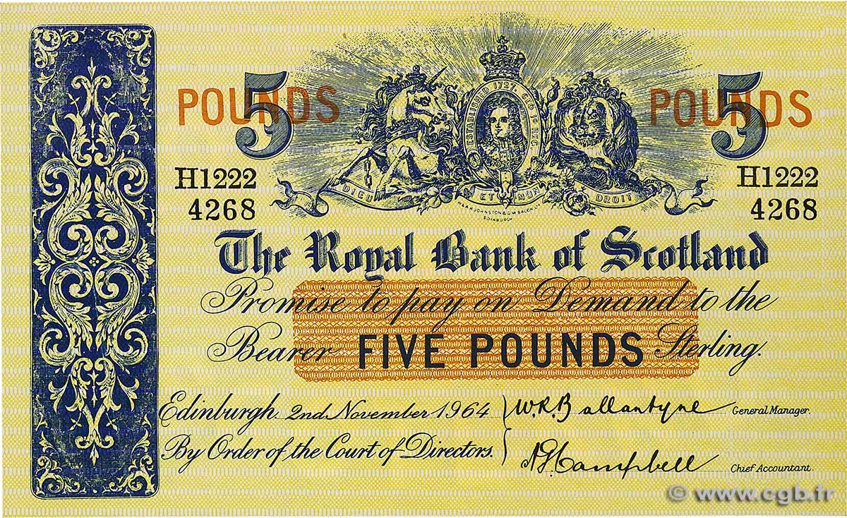 5 Pounds SCOTLAND 1964 P.326a AU-