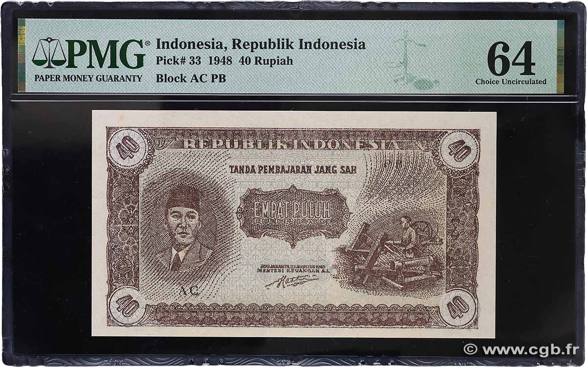 40 Rupiah INDONESIA 1948 P.033 UNC-