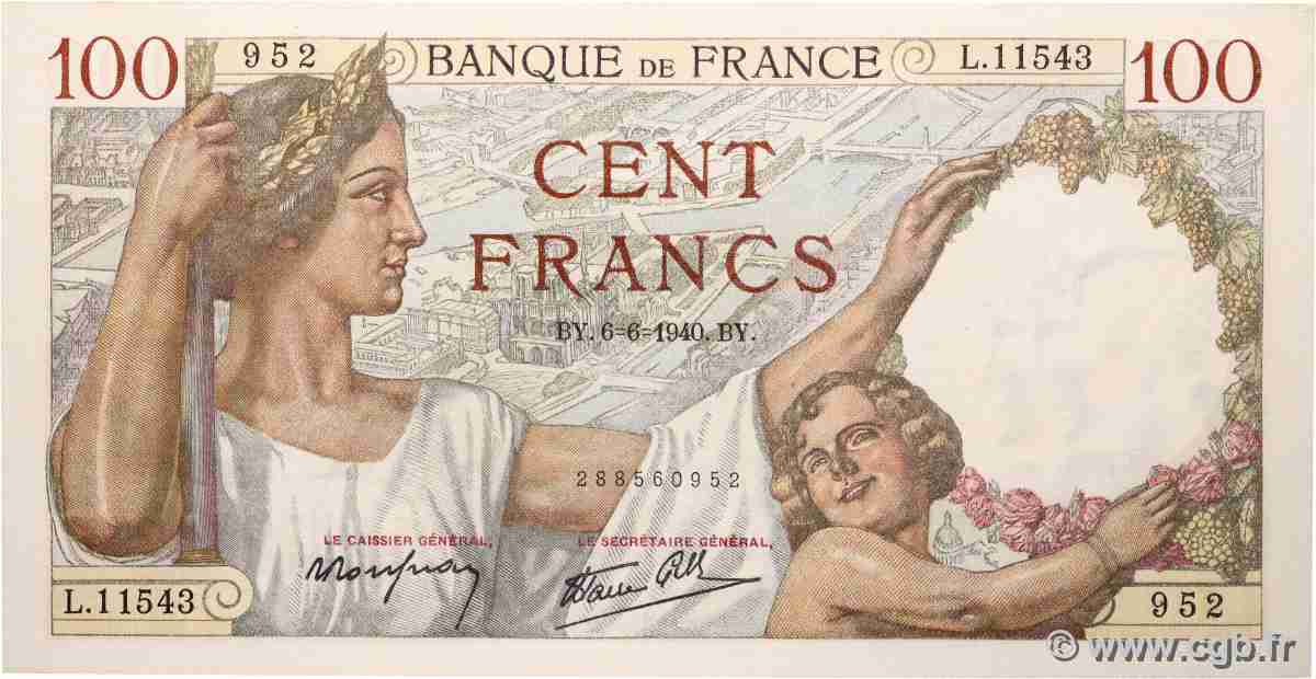 100 Francs SULLY FRANCIA 1940 F.26.31 SC+