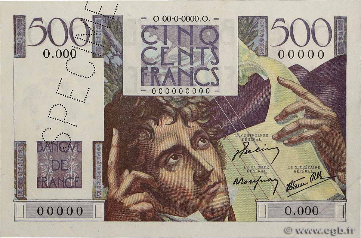 500 Francs CHATEAUBRIAND Spécimen FRANCE 1945 F.34.01Sp XF