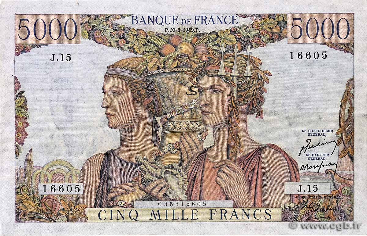 5000 Francs TERRE ET MER FRANCIA 1949 F.48.01 BC+