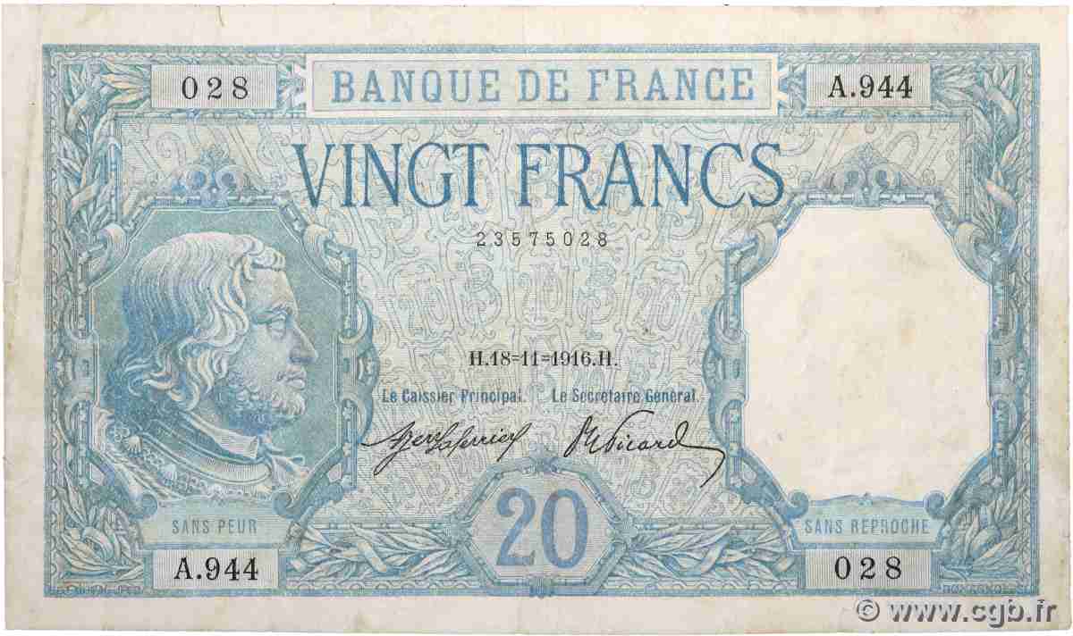 20 Francs BAYARD FRANKREICH 1916 F.11.01 S