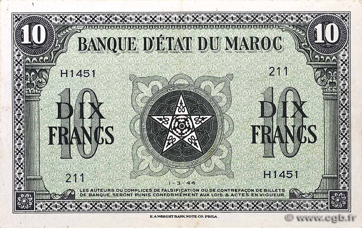 10 Francs MARUECOS 1944 P.25 EBC
