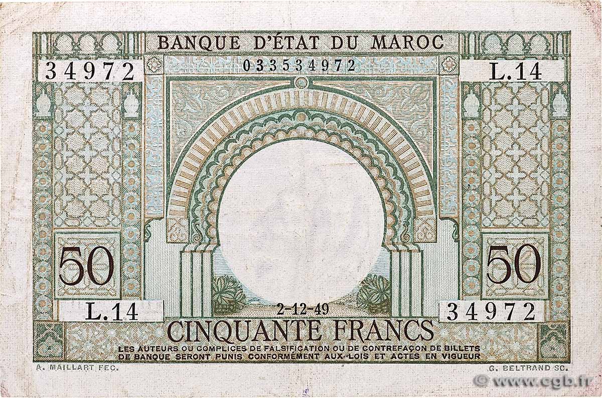50 Francs MARUECOS 1949 P.44 MBC