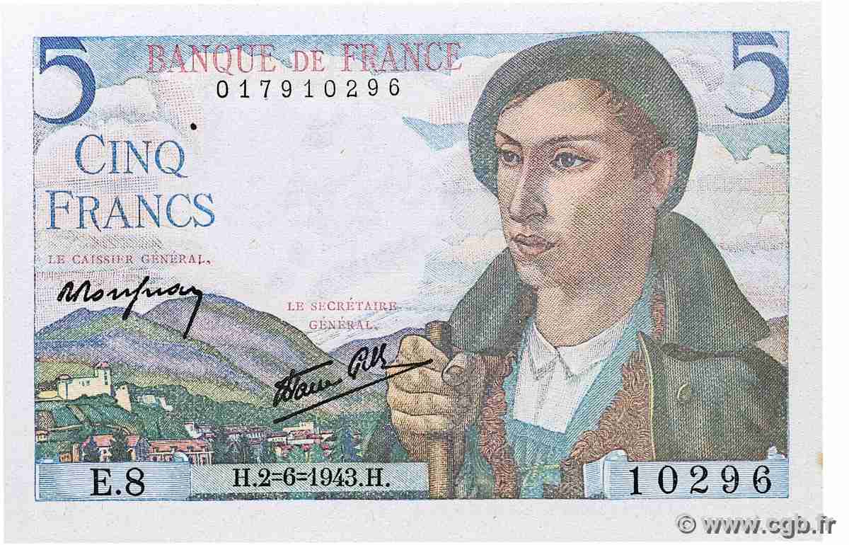 5 Francs BERGER FRANCIA 1943 F.05.01 SC+