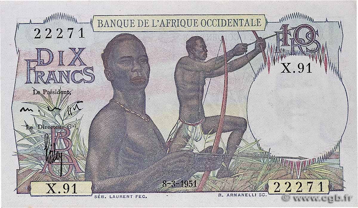 10 Francs FRENCH WEST AFRICA 1951 P.37 MBC+