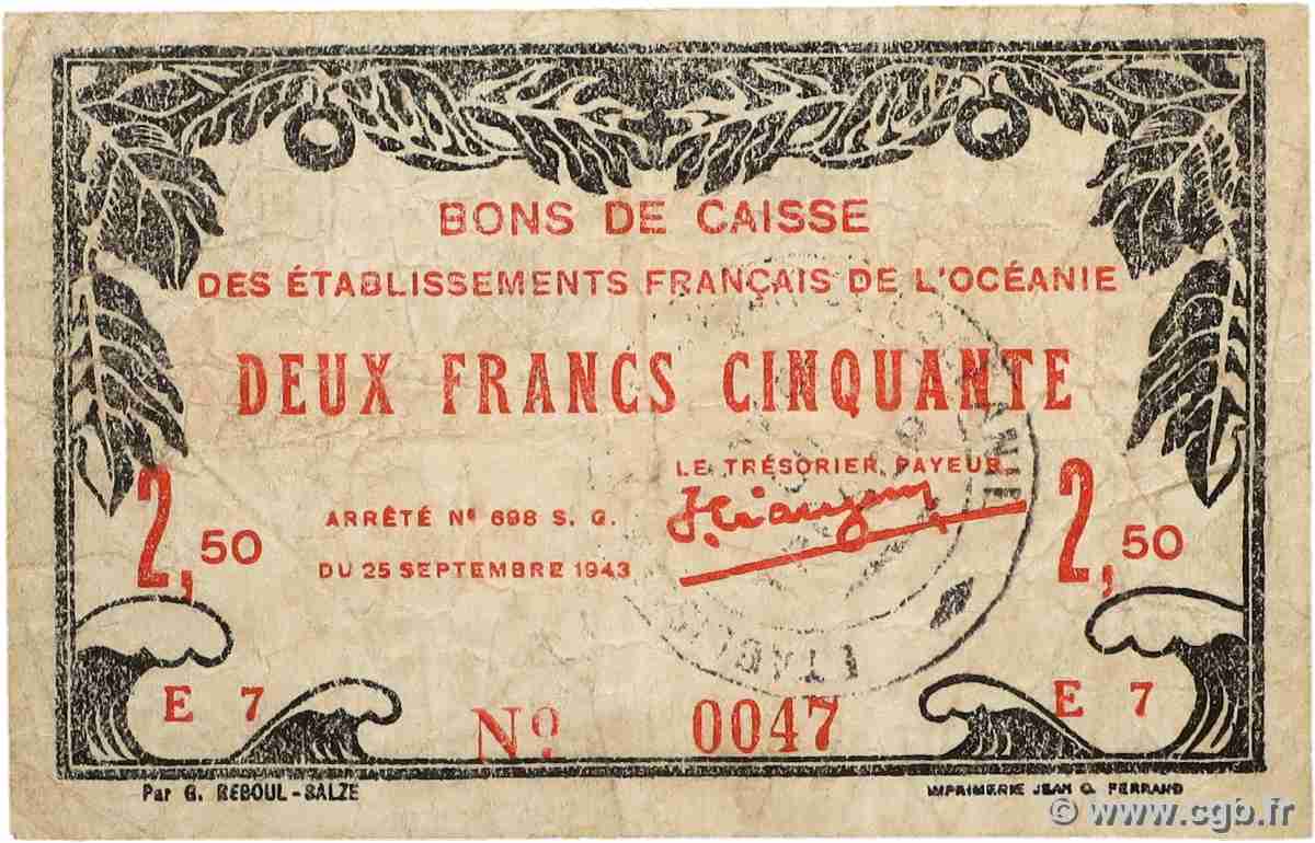 2,5 Francs OCÉANIE 1943 P.13a B+