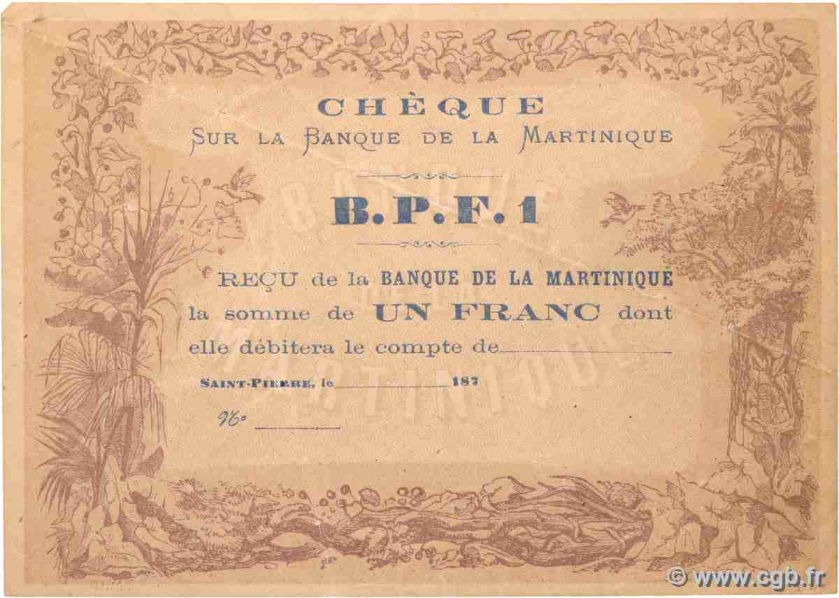 1 Franc Non émis MARTINIQUE 1870 P.05A TTB+