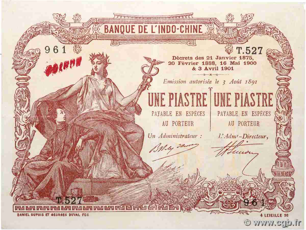 1 Piastre - 1 Piastre FRANZÖSISCHE-INDOCHINA Saïgon 1909 P.034b fVZ