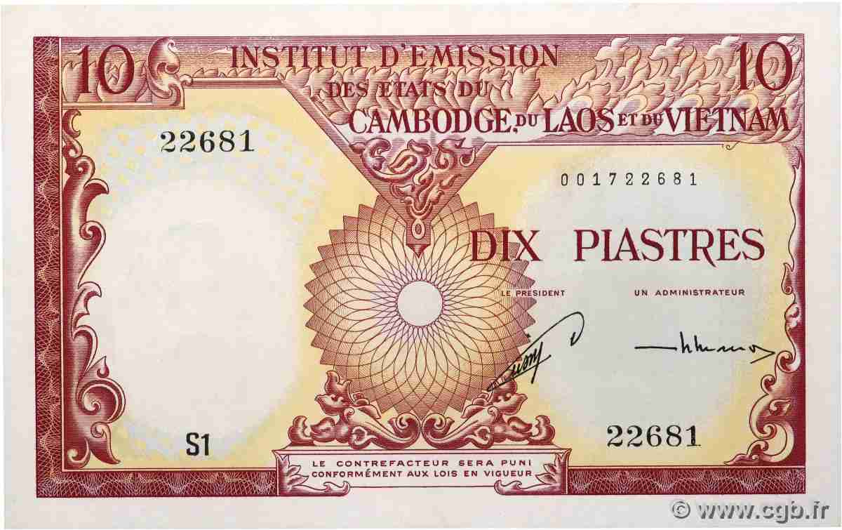 10 Piastres - 10 Riels FRANZÖSISCHE-INDOCHINA 1953 P.096a VZ