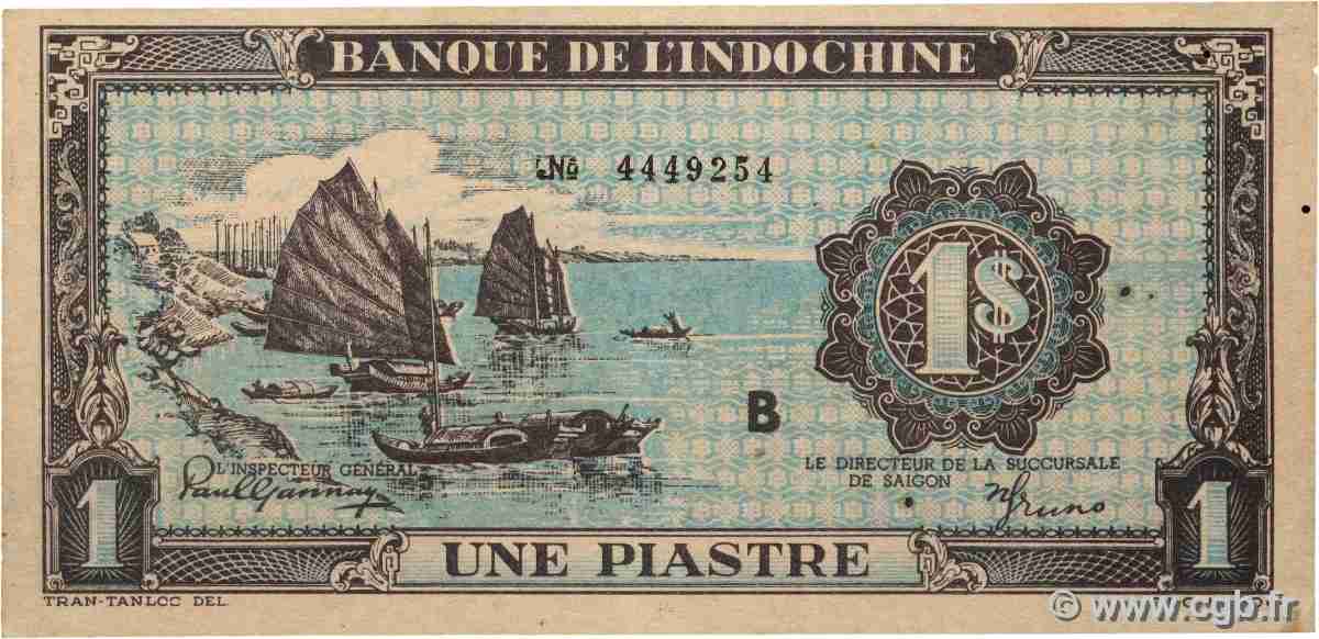 1 Piastre bleu FRANZÖSISCHE-INDOCHINA 1944 P.059a VZ+
